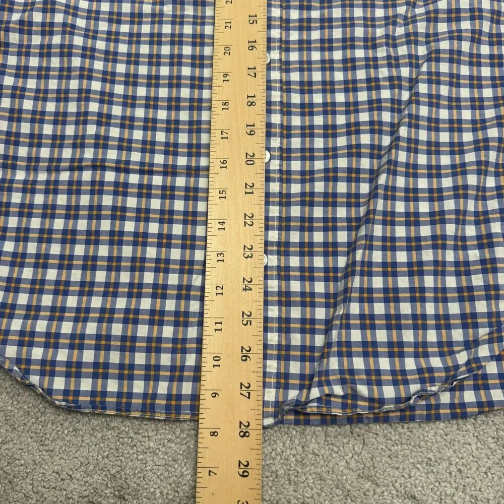 J.Crew Slim Fit Button Down Shirt Mens Medium Blue Orange Plaid Cotton Casual